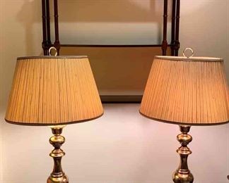 Brass Lamps And Wall Shelf