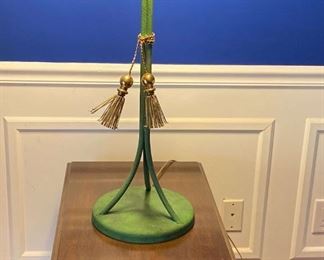 Heavy Metal Lamp Plus Wood Side Table