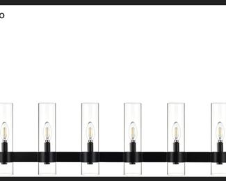 New In Box Linea di Liara Teramo Black 8 Light Modern Farmhouse Chandelier