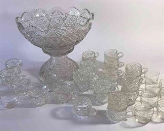 Pedestal Punch Bowl And Cups