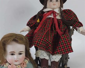 Porcelain Doll Bust And Music Box Doll