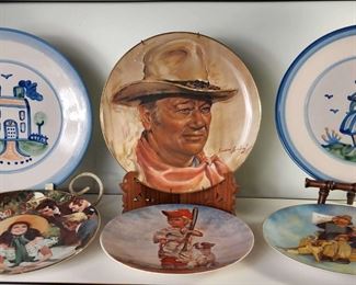 Signed John Wayne Endre Szabo Collectible Plate with M.A. Hadley and Other Plates