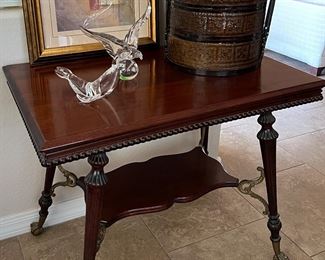 Antique Entry Table w Brass Claw Feet, Steuben Glass, Art, Antique Chinese Wedding Basket