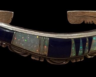 Sterling, Lapis and Opal Cuff