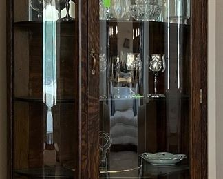 Antique Curio w Curved Glass Front