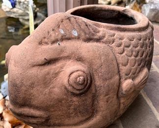 Large clay fish planter