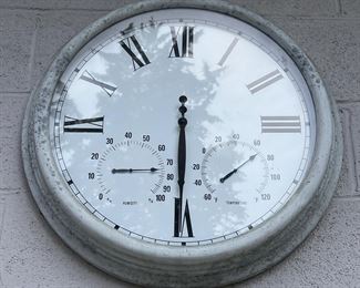 Outdoor clock and thermometer