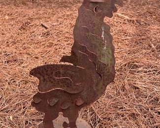 Metal rooster art