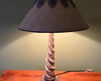 Resin lamp with decorative shade