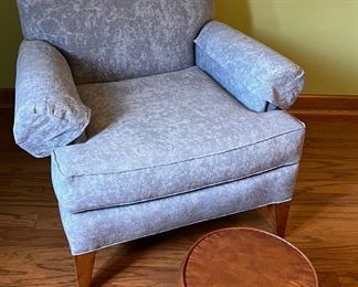 Armchair by Sherrill with small leather ottoman