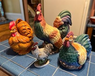 Chicken cookie jars and Lofton collectible