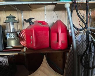 . . . camping lantern, five-gallon gas cans