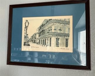 framed New Orleans sketch