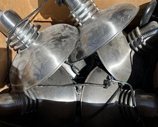 8 hanging chrome industrial style light fixtures