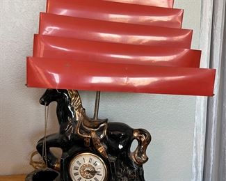 Vintage horse clock lamp