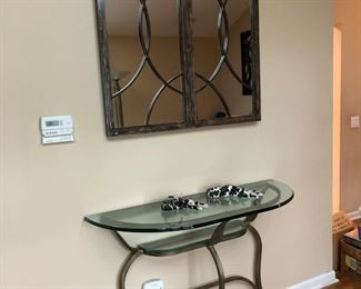 Glass Top Console Table, Mirror