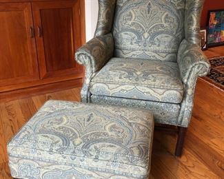 Ethan Allen Wing Chair & Ottoman