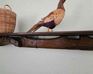 Antique oxen yoke shelf