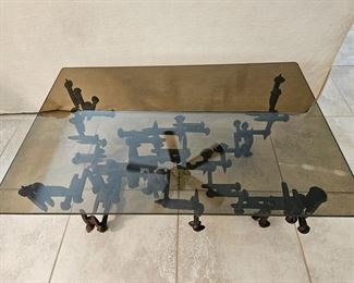 Railroad spikes coffee table