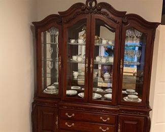 Matching mahogany China cabinet with glass front and buffet