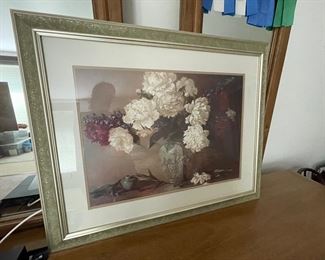 Floral print custom matted and framed