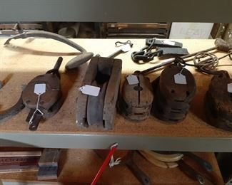 Cast Iron & Wood Barn Pulleys