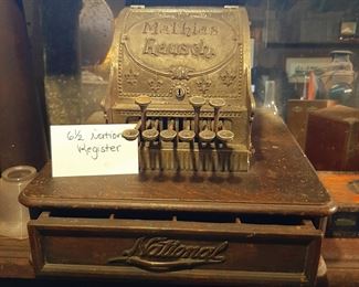 This is the very rare 6 1/2  cash register by National.  We do have the top.