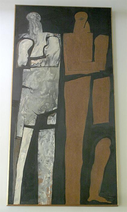 Robert William Hansen (1924 -), ‘Man-Men XVIII’, (48” x 24”) lacquer on board