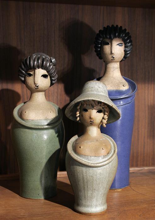 Jacob Eiler Bang (1901 - 1983, Denmark) Female figural studio art pottery