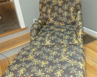Upholstered chair w/matching ottoman (ottoman has a repair)
