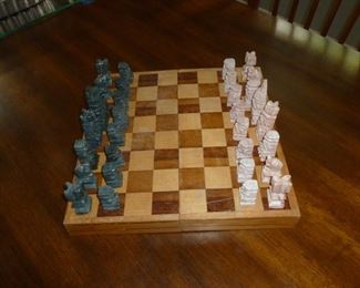 Marble chess set (wooden board/box)