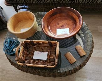 WOOD BOWLS AND TRAY