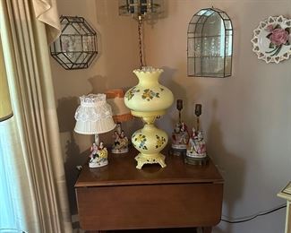 Tea Cart, Hurricane Lamp, Figurine Lamps, Swag Lamp Glass Shadow Boxes