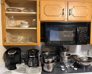 Vintage copper bottom Revere Ware                                        Keurig & Mr. Coffee                                                                      Vintage Glass Serving Bowls