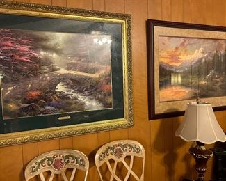 Thomas Kinkade Framed Art                                                                Bridge of Faith & Evening Majesty w/coa