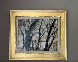 Vintage painting of historic Lanneau-Norwood-Funderburk House (Greenville, SC)