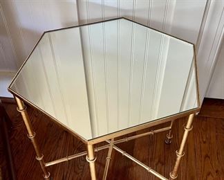 Mirror top gold accent table
