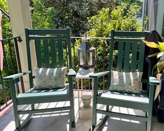 Patio polywood rockers; pillows
