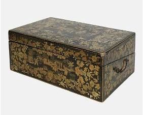 Antique Mid 19thC English Gilt-Painted Chinoiserie Wood Lap Desk
