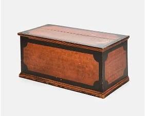 Antique Signed 1856 Folk Art Red and Black Painted Blanket Chest
