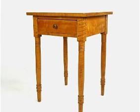Antique Tiger Maple 1-Drawer End Table Stand
