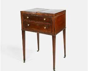 Antique English Mahogany Ladies Lift Top Vanity Table
