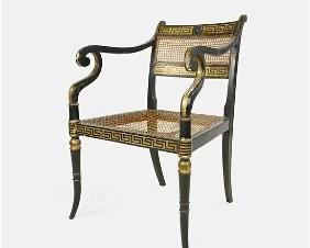 Antique English 19thC Regency Gilt-Painted Armchair
