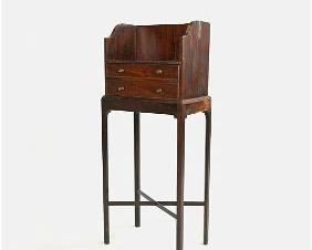 Antique English Mahogany Faux Drawer Tall Candle Stand
