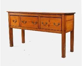 Antique Signed 1880 American Yellow Heart Pine 3-Drawer Work Table ex-Sideboard
