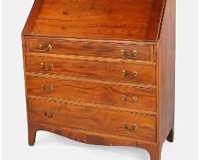 Early 19thC Antique American Maple Slant-Front Sec't Desk Chest of Drawers
