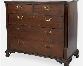 Antique 19thC English Five Drawer Mahogany Chest of Drawers
