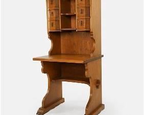 1930s Hand Carved Taos New Mexico Carved Wood Desk
