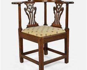 Antique Early 19thC English Walnut Corner Chair

