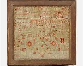Eliza Price Antique 19thC Needlepoint Sampler Framed Cross Stitch
